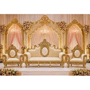 Royal Bollywood Style Bride Groom <b>Sofa</b> Classy Gold Look Reception <b>Stage</b> <b>Sofa</b> Set <b>Wedding</b> <b>Stage</b> Couple <b>Sofa</b> With Chairs USA <b>Sale</b> - Product Image 1