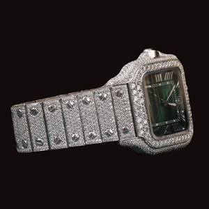 Reloj de Lujo para Hombre, Edición Limitada, Estilo Hip Hop, con Caja Cuadrada Personalizada, Esfera Verde, Números Romanos y Diamantes Moissanite - Product Image 5
