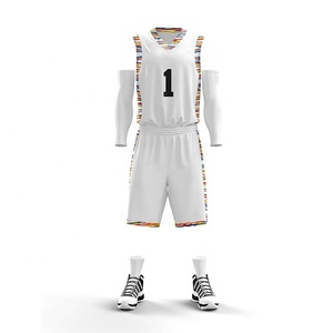 Ensemble de maillots de basket-ball personnalisés sans manches, blanc avec rayures colorées, numéro 1, polyester respirant, vêtements d'équipe unisexes pour adultes - Product Image 3