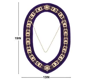 Masonic Regalia OES Order of Star Metal Chain Collar Purple Backing Gold metal chain with purple velvet - Product Image 5