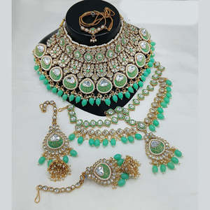 Ensemble collier plaqué or Kundan pierre et perles Meenakari 10581325LG ensemble de bijoux fins - Product Image 1