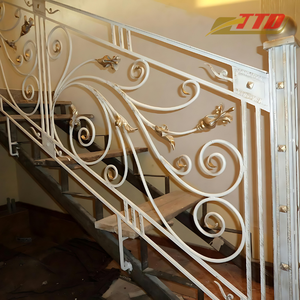 Rampe d'escalier en fer forgé sur mesure pour villas, hôtels et maisons de luxe avec un design décoratif élégant en fer forgé - Product Image 6
