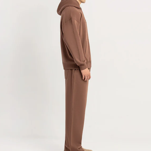 Ensemble de survêtement décontracté unisexe en coton 100 % uni pour l'hiver : sweat à capuche oversize et pantalon polaire anti-plis avec joggers décontractés - Product Image 3