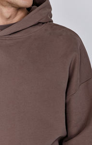 Sweat-shirt à capuche en molleton marron pour homme avec logo personnalisé, coupe classique, impression de logo sur le devant, style décontracté, 100% polyester, imperméable et coupe-vent - Product Image 3