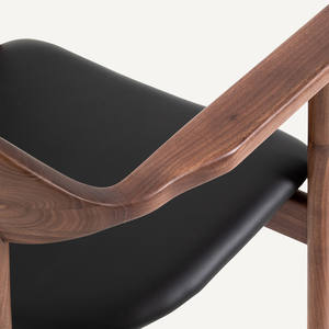 Fauteuil en noyer de style classique moderne, durable, avec dossier en bois massif, meubles de salle à manger - Product Image 6