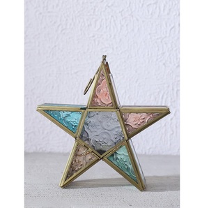 Red Glass Star <b>Lantern</b> With <b>Silver</b> Frame Christmas Home Decoration Heat Resistant Metal Candle Holder - Product Image 4