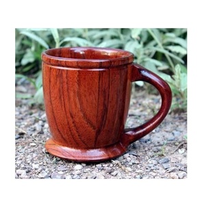Eco Friendly Wooden Mug Handmade Solid Wood Coffee Cup Natural Finish Rustic Style Drinkware for Cafe Dining - Product Image 1