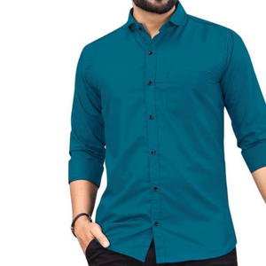 Men's Beige Long Sleeve Casual Shirt Turn-<b>down</b> Collar Solid Color Breathable Cotton Poplin Summer Shirts - Product Image 4