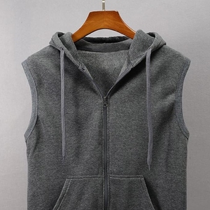 Chaleco Deportivo Sin Mangas con Capucha y Cierre para Hombre, Color Sólido, Tejido Transpirable, Informal, para Otoño - Product Image 3