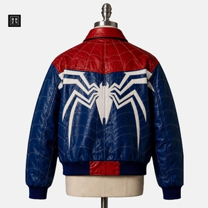 Veste en cuir de vache véritable de qualité supérieure, style araignée, bicolore, streetwear personnalisé, vêtements de moto tendance pour hommes, imperméable - Product Image 4