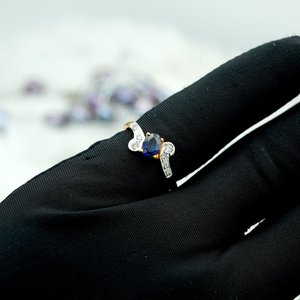Blue Sapphire <b>Ring</b> 925 Sterling Silver 14K Gold Plated September Birthstone Jewelry <b>Dainty</b> <b>Ring</b> Gift For Women - Product Image 5