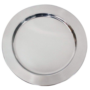 Assiette de service ronde en acier inoxydable de qualité supérieure, décorative, avec rebord surélevé, pour mariage, table de salle à manger, restaurant, hôtel - Product Image 4