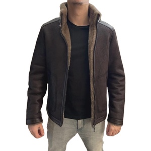 Blouson aviateur en peau de mouton pour homme, cuir véritable, qualité supérieure, chaud, confortable et élégant, vêtement d'extérieur d'hiver - Product Image 2