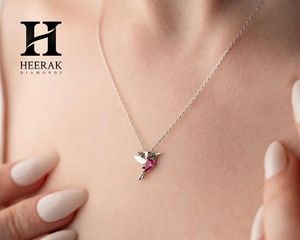 Colorful Hummingbird Pendant Necklace Ruby Emerald <b>Crystal</b> <b>Animal</b> Charm Chain Necklace for Women - Product Image 5