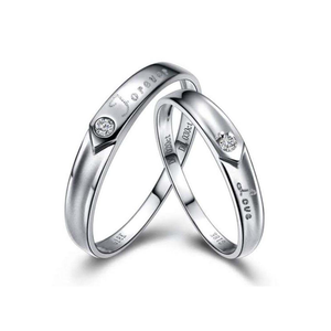 Bague de mariage en diamant naturel véritable 0,50 TCW |   Ensemble d'anneaux de couple en or blanc massif 14 carats, bijoux fins élégants pour mariage, cadeau pour lui et pour elle - Product Image 1