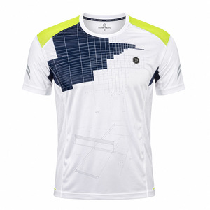 Quick Dry Team Top Custom Padel Jersey Pearl White Acid <b>Lime</b> Quick Dry Micromesh Sublimation Team Shirt OEM - Product Image 2