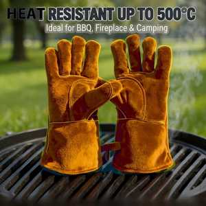 ถุงมือเซฟตี้สำหรับทำสวน ป้องกันการกัด ทนความร้อนและทนต่อการบาด ถุงมือหนังวัวสำหรับงานช่าง งานอุตสาหกรรม - Product Image 4