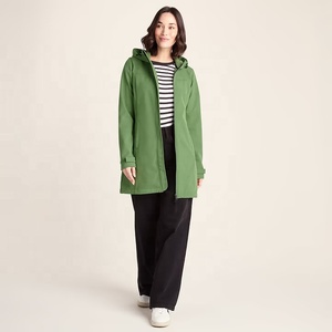 Chaqueta Larga con Capucha Verde para Mujer, Chaqueta Impermeable de Poliéster Acolchada de Manga Larga, Chaqueta Softshell Larga para Otoño - Product Image 5