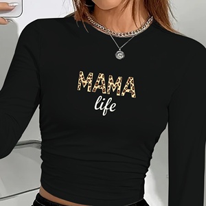 MAMA Life Camisa de punto de manga larga de moda para mujer con estilo de estampado Y2K - Product Image 4