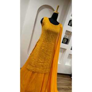 Designer Paper Mirror Work Party Wear Top Bottom and Dupatta for <b>Club</b> <b>Dress</b>-Up - Product Image 1