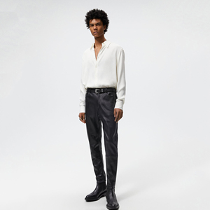 Men's Black PU Leather Pants High Waist Elastic Waist Smart Casual Fit With Pockets Autumn Wear - Product Image 2