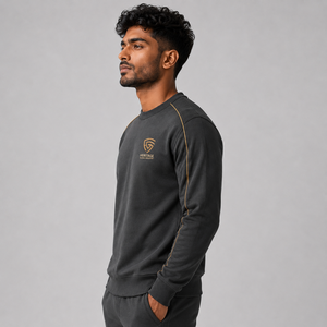 Custom Manufacture <b>Men's</b> Athletic Wear Embroidered Logo Club Charcoal <b>Grey</b> Pullover <b>Men's</b> Crewneck <b>Sweatshirts</b> OEM Design - Product Image 3