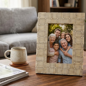 Decorative Wooden <b>Photo</b> <b>Frame</b> Geometric Pattern Family Picture <b>Frame</b> Elegant Tabletop <b>Frame</b> for Home office Living Room Decor - Product Image 2