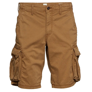 Shorts cargo pour homme, taille mi-haute, longueur Bermuda, couleur unie, toile de coton, style décontracté, avec plusieurs poches, fermeture à boutons - Product Image 3