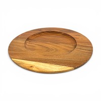 Plateau de service rond en bois artisanal |   Plateau de service décoratif pour collations, fruits et café, 12 pouces