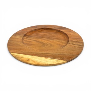 Handcrafted Round Wooden Serving Tray | Decorative <b>Snack</b>, Fruit & Coffee Table Serving Platter 12 Inch - Product Image 1