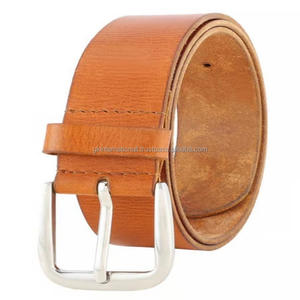 Cinturón Casual de Cuero Marrón para Hombre, Hecho a Mano, Súper Suave, con Hebilla de Aleación de Zinc Plateada Mate de Alta Calidad, Venta al Por Mayor - Product Image 3