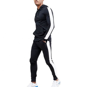 New Arrival Homme Men's Trainingsanzug Side Stripe Tracksuit With Drawstring Culaith Spoirt Pullover Hooded Sweatsuit - Product Image 3