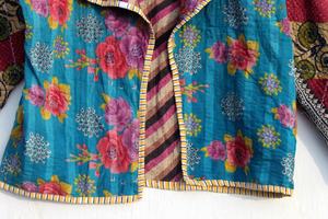 Chaqueta reversible de trabajo con parche real acolchado Kantha hecha a mano india para mujer - Product Image 4