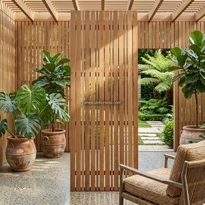 Clôture en bois Merbau. Écran vertical en bois, panneaux en bois pour intérieur et extérieur - Type C - Product Image 4