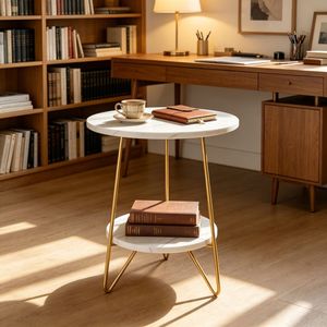 Comodino Moderno in Stile Antico con Accenti in Mango e Pino, Tavolino in Acciaio Inossidabile per Camera da Letto, Arredamento per Appartamento o Casa - Product Image 6