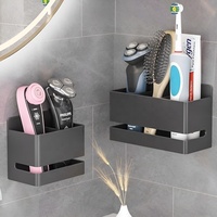 Organisateur de salle de bain, support rectangulaire pour brosses à dents, accessoires de rangement sans perçage, support de rangement pour rasoir et peigne pour lavabo