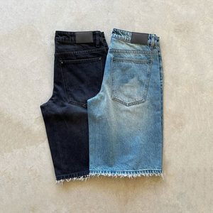 Shorts Bermuda en jean délavé taille haute pour homme, style décontracté, fermeture boutonnée, tissu 100 % coton toile - Product Image 6
