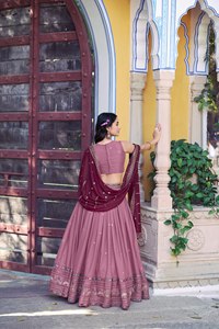 Lehenga Choli Tradicional de Verano en Georgette para Mujer, Listo para Usar en Bodas y Fiestas, con Materiales Reciclados - Product Image 3