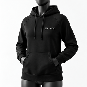 Premium-Qualität Damen Schwarzer Baumwoll-Strick Lässiger Kapuzenpullover Langarm Atmungsaktiv Schnelltrocknend Umweltfreundlicher Sweatshirt Hoodie - Product Image 3
