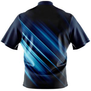 T-shirt de course unisexe à manches courtes, imprimé par sublimation, séchage rapide, en Spandex/Nylon, bleu uni, imperméable, anti-UV, col montant - Product Image 2