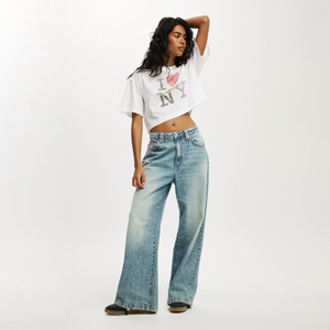 T-shirt court d'été pour femme, ourlet asymétrique, respirant, coupe régulière, 100 % coton écologique, style décontracté urbain, imprimé sérigraphié - Product Image 1