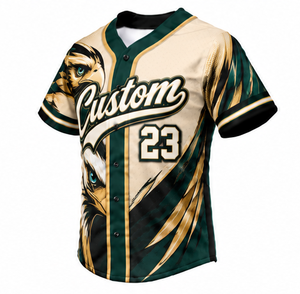 Maillot de baseball respirant à sublimation, uniforme d'équipe boutonné, pour hommes et femmes, vêtement de sport léger, impression intégrale, vente en gros, haut de match - Product Image 2