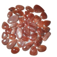 Batu Permata Sunstone Oranye Alami Berkualitas Tinggi, Dipoles, Bentuk Cabochon, KHUSHI GEMS STONE, Bersertifikat IGI, Efek Warna/Fire