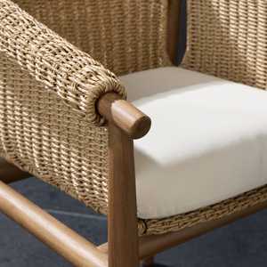 Silla de Comedor Moderna para Exteriores con Cuerda, Sillón de Madera de Teca para Patio, Jardín, Cafetería, Restaurante - Product Image 5