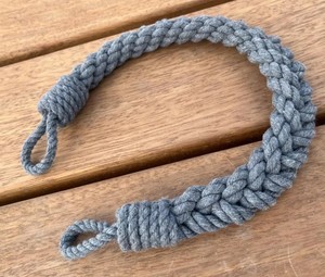 Handmade Gray Cotton Curtain Holdback – <b>Braided</b> Rope Tieback – Rustic Window Decor - Product Image 2
