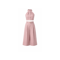 Ensemble deux pièces long pour femme avec motif géométrique, sans manches et pantalon large, élégant, coupe ample, printemps/été