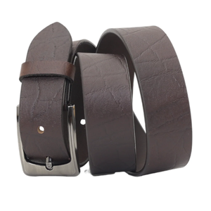 Ceinture en cuir véritable pour homme disponible en cuir marron et noir de 3,8 cm ou en PU avec boucle en alliage de zinc, directement de l'usine - Product Image 1