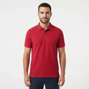 Polo de Algodón Rojo de Manga Corta para Hombre, Casual, Transpirable, de Color Sólido, Tejido de Punto, Corte Regular - Product Image 1