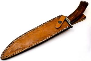 Cuchillo Bowie de Acero de Damasco con Funda, Cuchillo de Caza Hecho a Mano, Cuchillos Bowie de Hoja Fija, Ideal para Supervivencia, Camping y Actividades al Aire Libre - Product Image 5