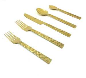 Wedding Decoration Gold Flatware <b>Sets</b> 5 Pcs Western Style Luxury Cutleries BPA Free Modern Design Gold Silverware For Tableware - Product Image 3